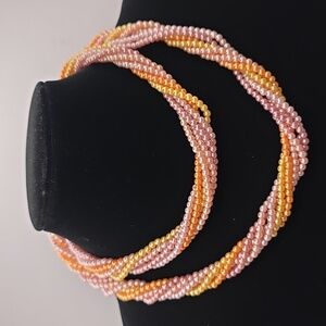 Vintage Multi-strand Micro Faux Pearl Beaded Necklace